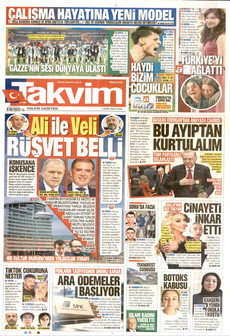 TAKVİM 2 Ekim 2026 gazete manşeti