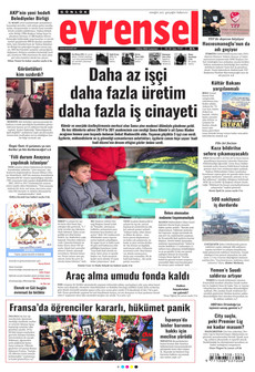 EVRENSEL 3 Ekim 2026 gazete manşeti